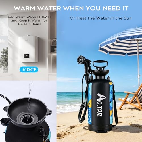 Ducha portátil 8L, 10 modos de rociado, para playa y camping miniatura 3