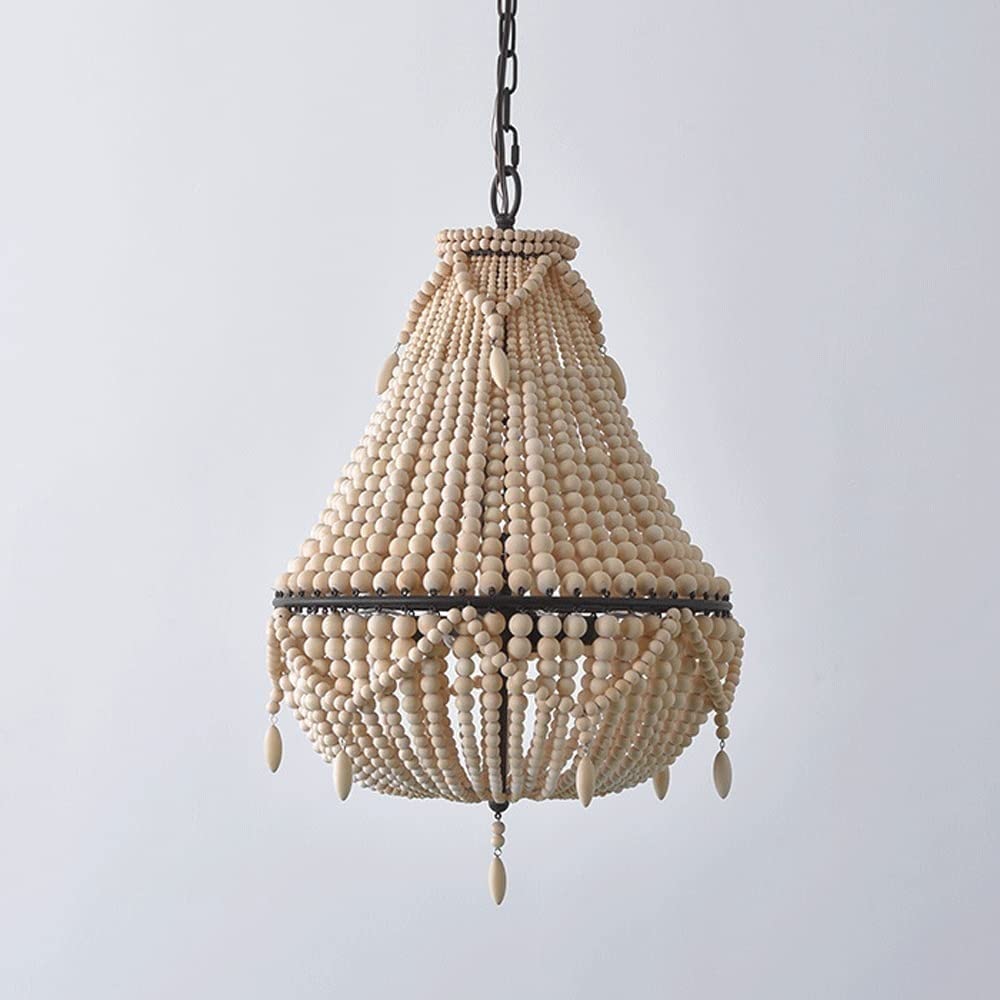 Lampa wisząca LED, żyrandole, lampa sufitowa lampa wisząca drewniana częściowo osadzona ręcznie E27 do kuchni, wyspy, jadalni, salonu, korytarza/kolor drewna/kolor drewna