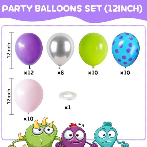 Image of Pink Blue Purple Balloons, Pack of 50 12 inch Balloon with Metallic Silver Purple Teal Green Balloons for Magic Theme Birthday Baby Shower Party Decorations Supplies