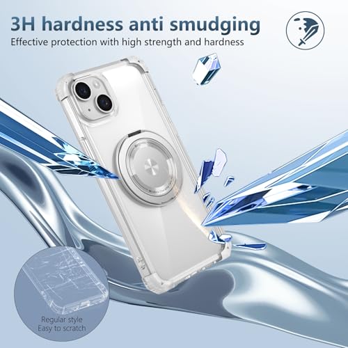 Image of Cubix Back Cover Case for iPhone 13 Hard PC + TPU | Metal Ring Kickstand | 1500g Magnetic Hold | 360 Rotating Stand | Military Drop Protection | Air Cushioned Corners