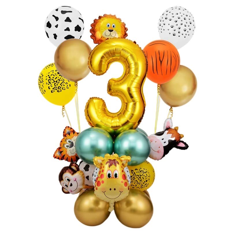 Amazon Senman 誕生日 飾り付け 3歳 誕生日バルーン 男の子 女の子 バースデーバルーン 数字 Birthday Decorations 動物風船 アニマル バースデー デコレーション 3歳 おもちゃ おもちゃ