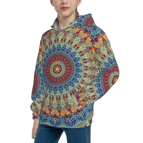 Round Mandala Kid Hoodies Boys Sweatshirts Girls Pullover with Pocket2
