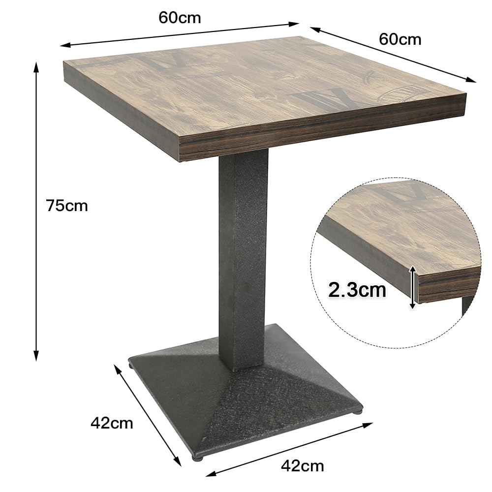 LANTUS Bartisch, Kneipe, aus Metall, Bartisch, quadratisch, Kleiner Tisch, Pubtisch, Stehtisch für 4 Personen (60 * 60 * 75cm（A）)