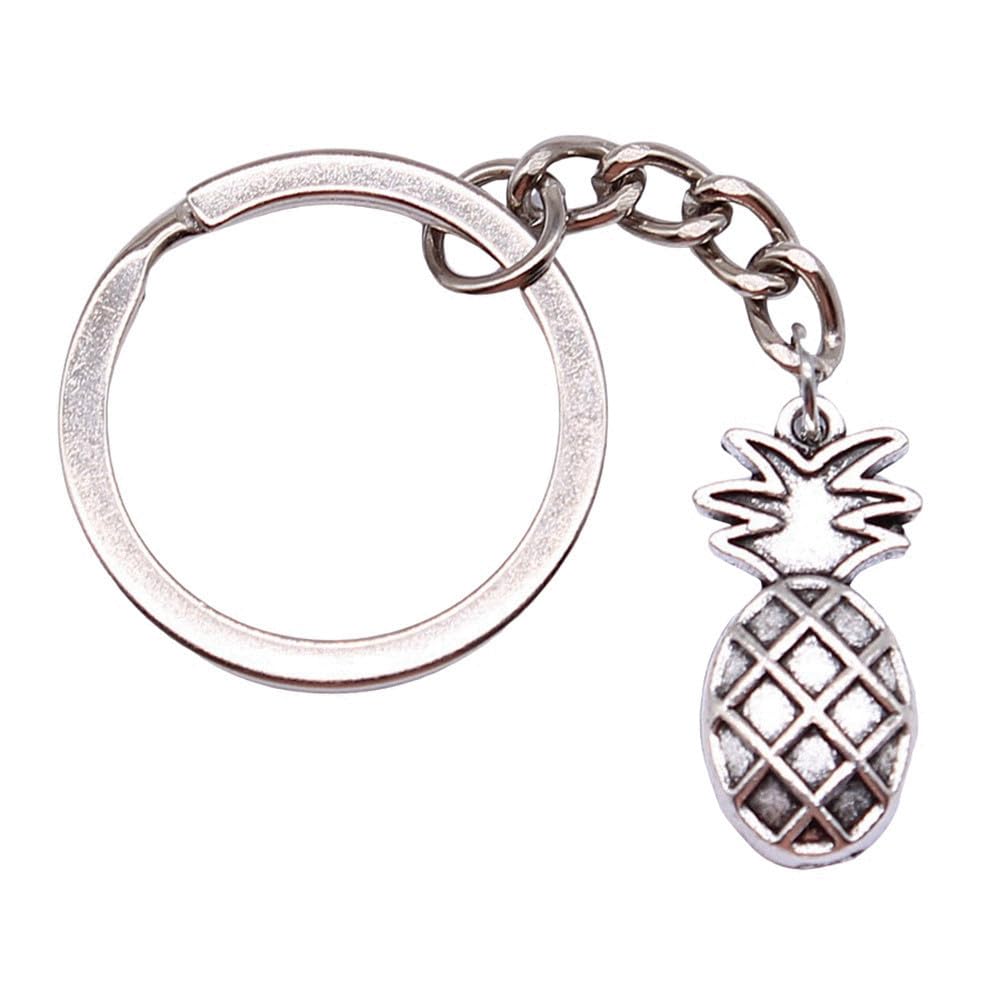 Wysiwyg Unisex A03-1Pcs-24X12mm 1Pcs 24X12mm Pineapple Charms Keyrings Antique Silver Color Zinc Alloy Ring Size 28Mm