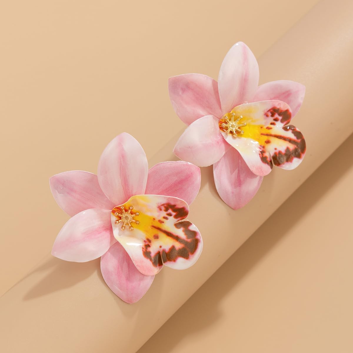 Colorful Orchid Flower Stud Earrings for Women Exaggerated Big Flower Floral Earrings Vibrant Orange Orchid Flowers Earring Boho Floral Earring Trendy Statement Jewelry - Image 7