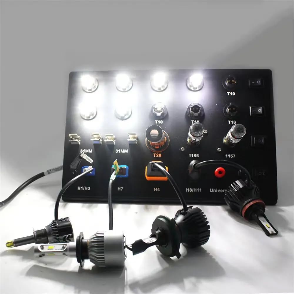 Tablero de Prueba de Faros de Coche, Bombilla LED de Xenón Hid T10 W5W Festoon C5W T20 7443 H1 H3 H7 H4 9005 Tester