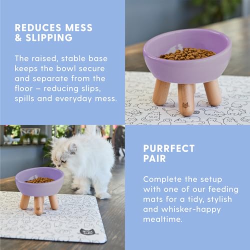 The Cat Ladies Tilted Ceramic Cat Bowl - Elevated Food Bowls Ceramic Pet Bowl - Raised Ceramics Bowls - Elevated & Tilted Design for Comfortable Eating - Dishwasher Safe - Wide Opening by The Cat Ladies - Image 5