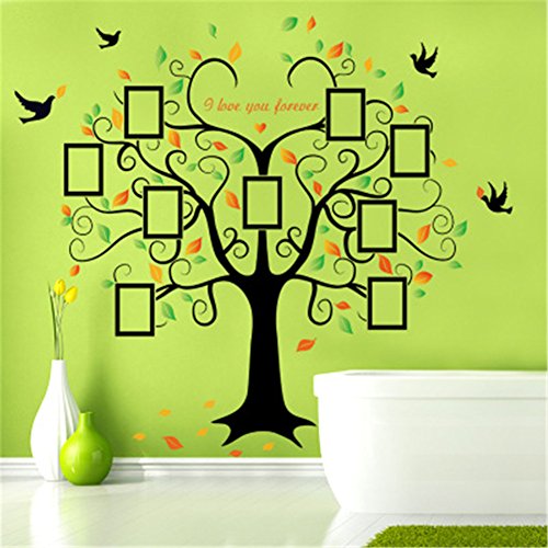 Large Family Tree Wall Decal Decor-Family Tree Picture Frames Wall Decal, Vinyl Tree Photo Frames Wall Stickers For Living Room Bedroom Home Decor #TOP1