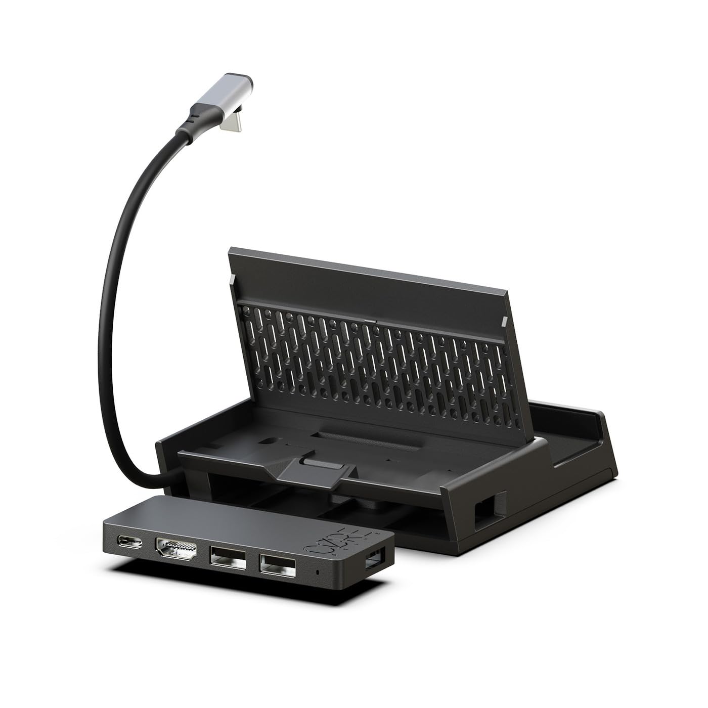 Savage Raven by Skull & Co. OneDock Pro Portable Dock with Detachable USB Hub HDMI TV Adapter for SteamDeck/OLED, ROG Ally/X, Xbox Ally/X, Black, with Extension Cable