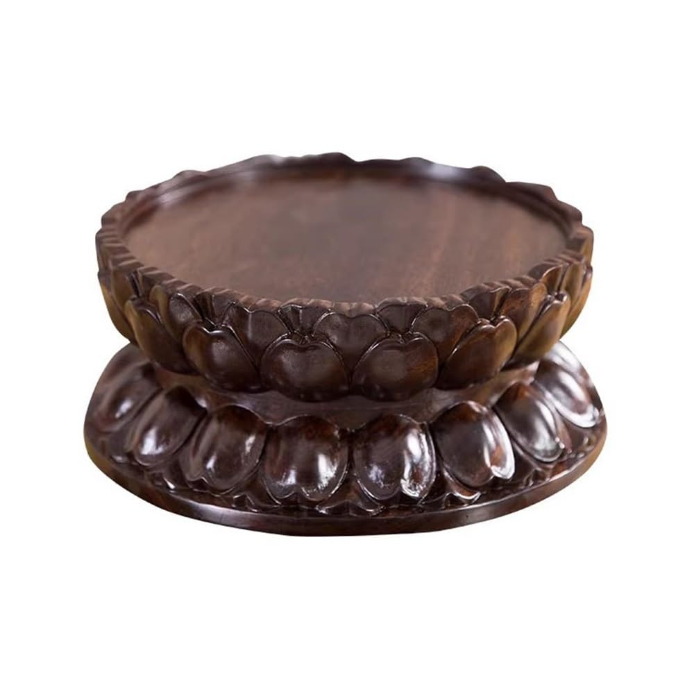 ZENY896V Home Relief Sculpture Blackwood Display Base, Multifunctional Round Bonsai Pedestal Decor