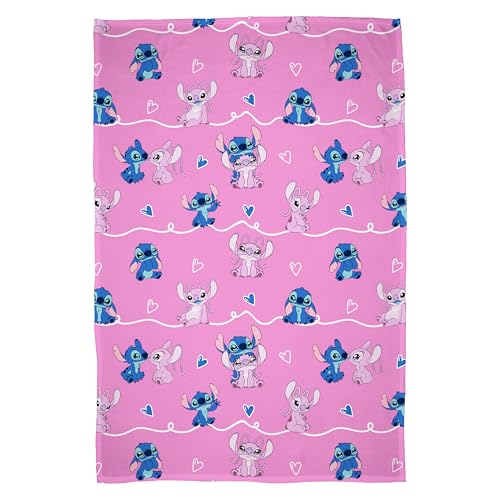 Disney Lilo and Stitch Officially Licensed Fleece Blanket Super Soft Warm Blanket | Chill Design | Perfect for Home Bedroom Sleepovers and Camping 100 x 150 cm