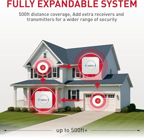 كالتو يو نظام تنبيه لاسلكي بزر اتصال للممرضات من كيرجيفر بيجر بطول 500 قدم للمنزل/كبار السن/المريض/المعاقين، 1 جهاز استقبال و1 جهاز ارسال مقاوم للماء