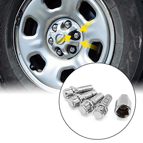Image of uxcell 4 in 1 14mm x 1.5 Silver Tone Car Wheel Lock Lug Nuts Anti Theft Security Bolts