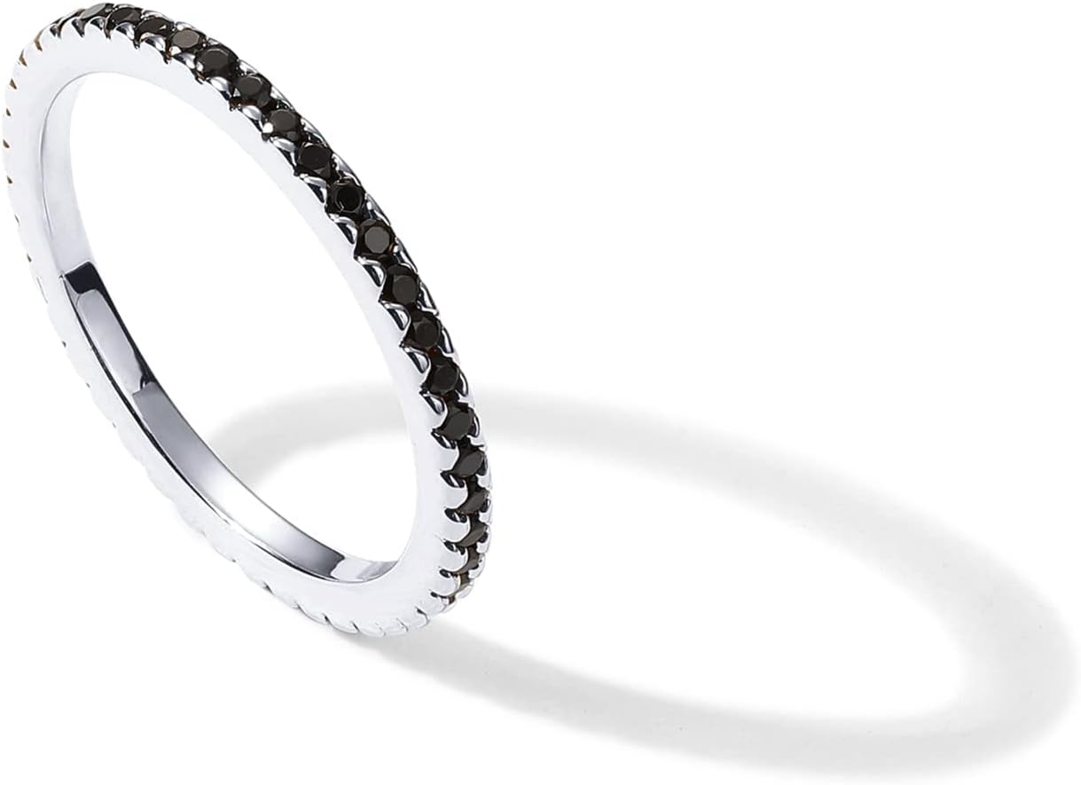 14K Gold Plated Sterling Silver CZ Simulated Diamond Stackable Ring Eternity Bands for Women