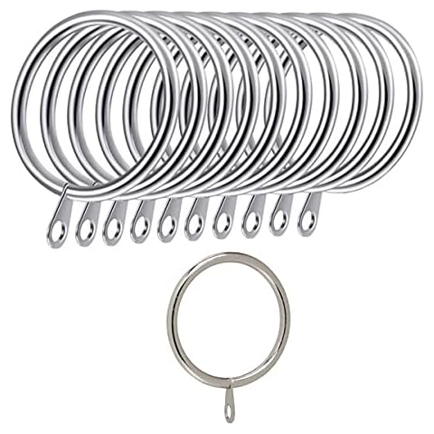iPEAK 36 Pieces Curtain Rings 38mm Internal Diameter Metal Curtains Large Rings Hanging Hooks For Curtain Rods Pole (Silver) Cover