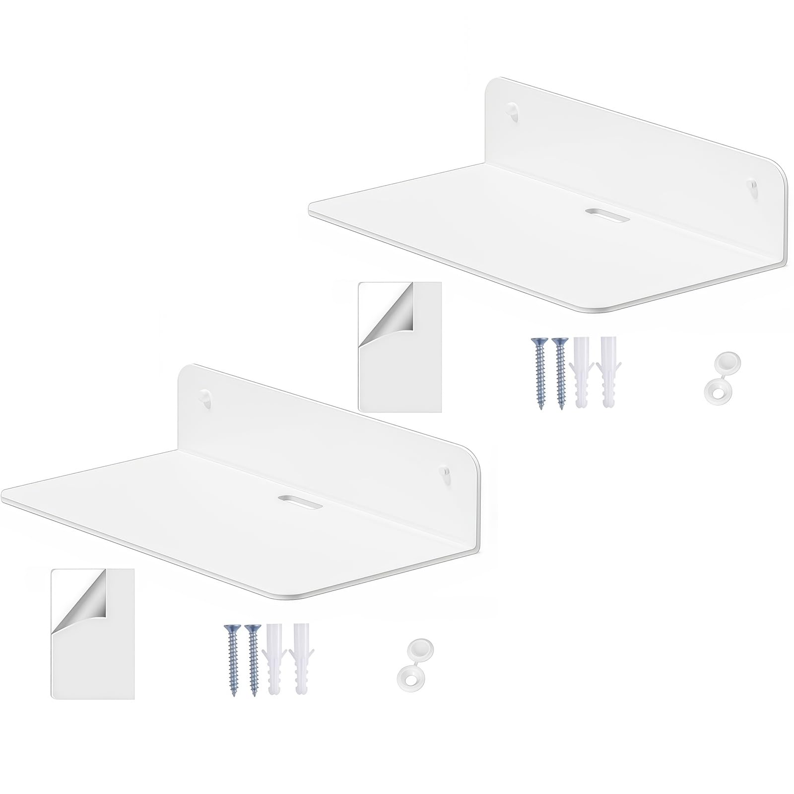 HENYGEN Wall Mounted Display Shelf for Photos and Decors Black or White Color Sturdy Acrylic Construction Stand Rack Modern Floating Shelf