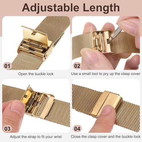 Correa de reloj de malla de acero inoxidable reemplazo ajustable unisex 5