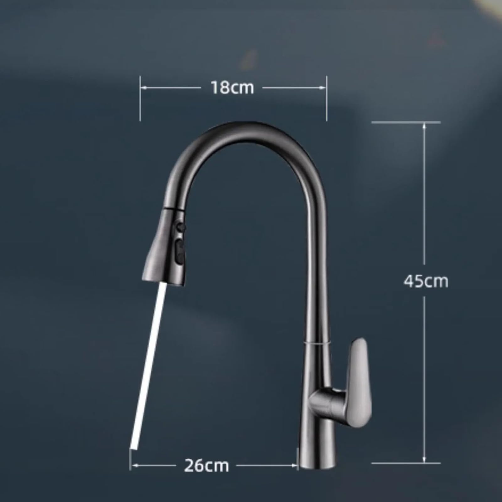 Grifo Cocina Extraible con 3 Modos, Todo Cobre, Agua Fría Y Caliente Giratorio A 360 Grados, Gris