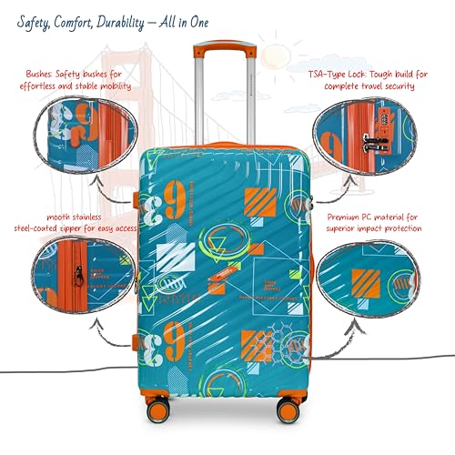 Image of AMERICAN TRAVELLER Urban SF Polycarbonate Trolley Bag Set of 3 | Durable Hard Shell, TSA-Type Lock, 360 Disc Spinner Wheels, Expandable Luggage