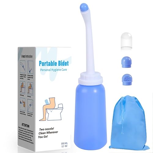 Handheld Personal Bidet Bottle, Bottle for Gentle Postpartum Care and Cleansing, Feminine Care， Personal Perineum Cleansing, 350Ml Portable Travel Bidet（Blue）, Resistant to 100ºC, Bonus Bag