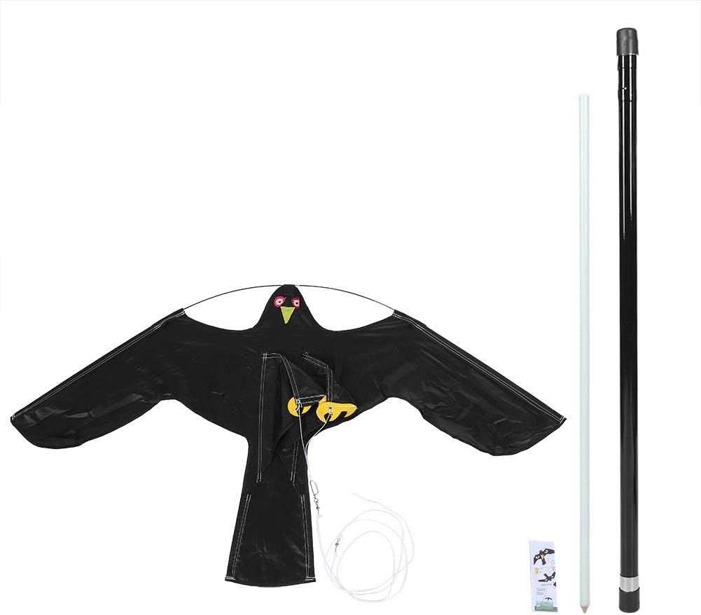 Bird Repeller, Extendable Bird Repellent Scarer Flying Hawk Kite Shape with Telescopic Pole for Home Outdoor Garden Farm (7M)