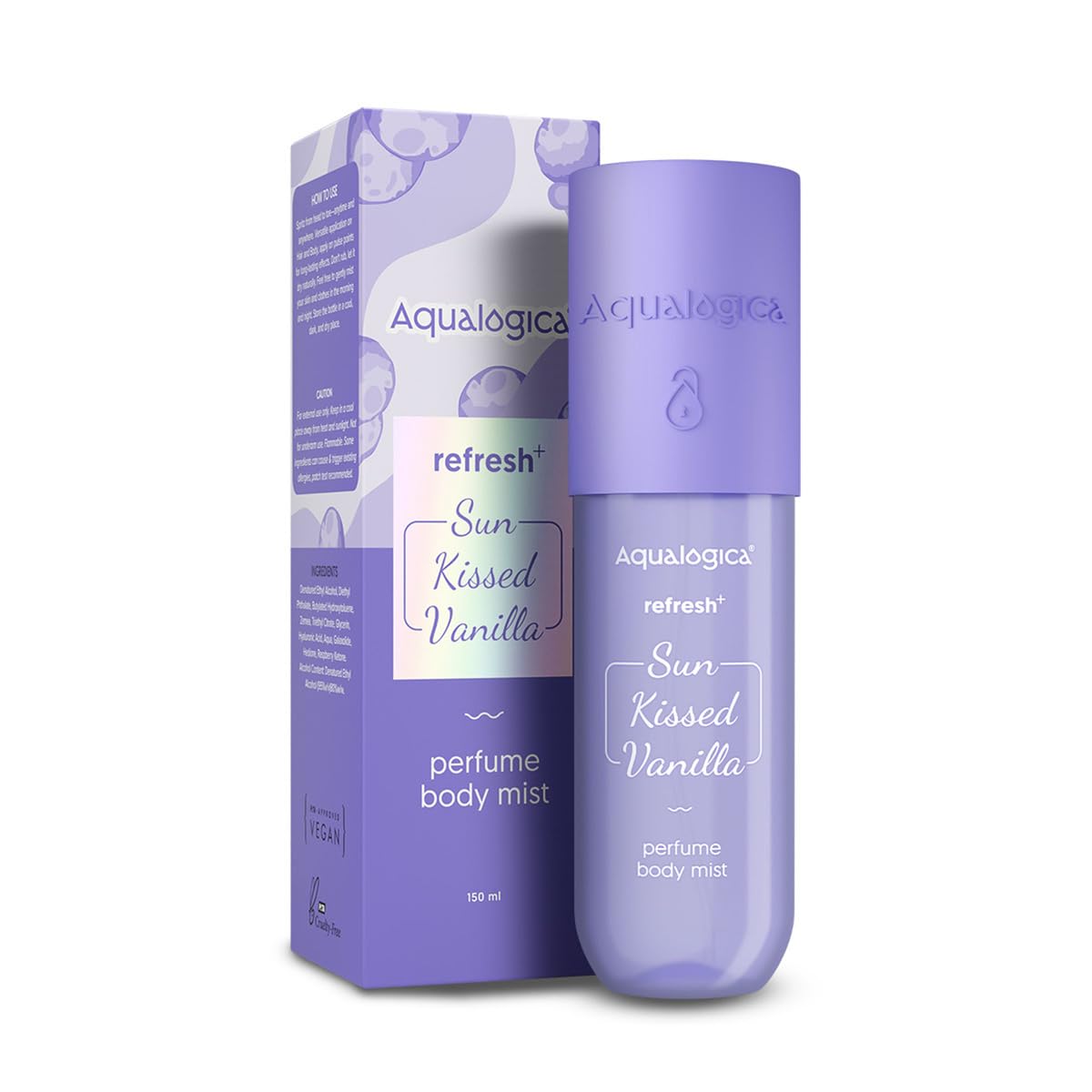 Aqualogica Vanilla Perfume Body Mist Sweet Warm Long-Lasting Fragrance with Zemea Hyaluronic Acid Refreshing Lightweight Mist for Women