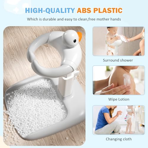 Image of Adjustable Height Baby Shower Stand with Anti-Slip Base, Bath Shower Standing Support, Portable Bath Helper