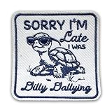 Sorry I'm Late I was Dilly Dallying Patch 3 Inches Turtle Cute Iron On/Sew On Embroidery Fabric Applique...