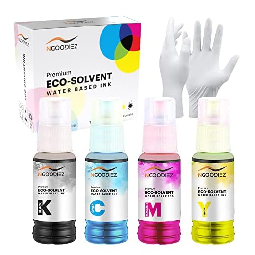 NGOODIEZ Eco Solvent Ink Auto-Fill Water Based Ink, Conversion Kit Refill Ink for Epson EcoTank & Workforce Printers - Ideal for HTV, Vinyl Stickers, Decals, T-Shirts, Mugs (1B/1C/1M/1Y, 4x70ml)