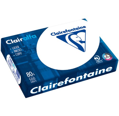 Papier Clairalfa blanc A4 80g en lot de 5 ramettes de 500 feuilles pour imprimante