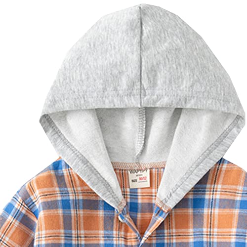 Plaid Shirt Cotton Hoodies for Girls Boys Button Down Long Sleeve Flannel Shirts Warm Jackets Pocket Kids Casual Fall Clothes4