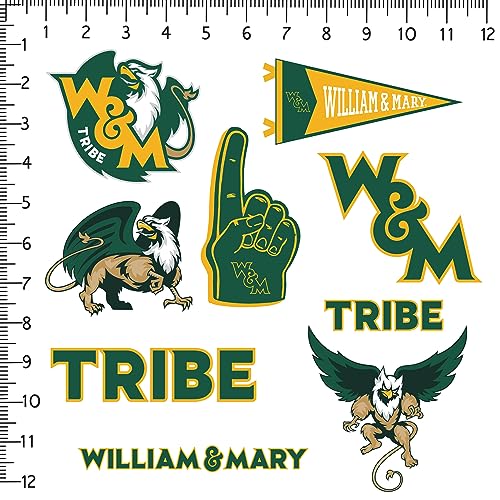 Image of College of William and Mary 9ct Vinyl Large Deluxe Stickers Variety Pack - Laptop, Water Bottle, Scrapbooking, Tablet, Skateboard, Indoor /Outdoor - Set of 9