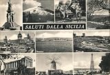 Saluti dalla Sicilia Multi-View Landmarks and Mt. Etna Catania, Italy Original Vintage Postcard