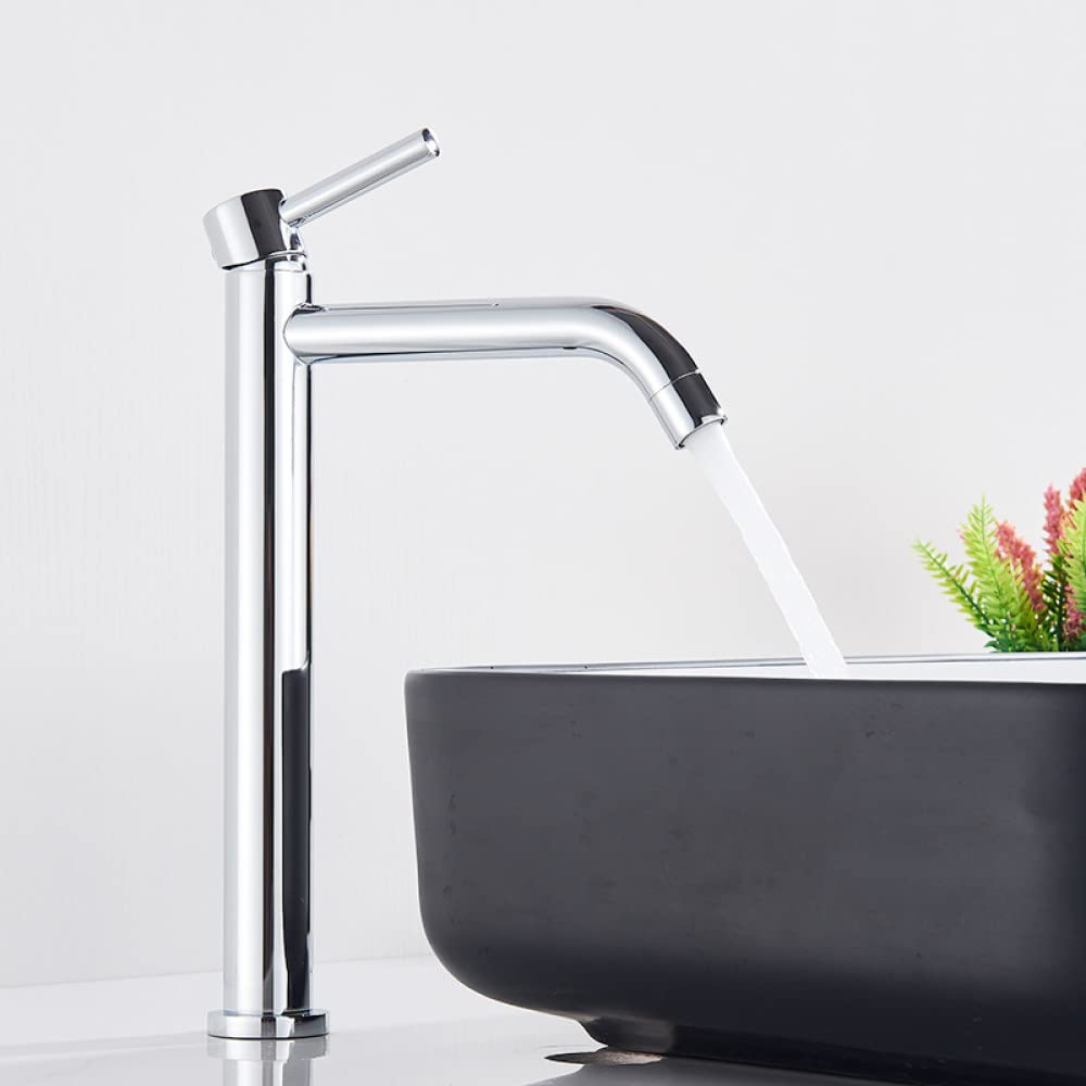 Robinet chromé anti-éclaboussures pour eau chaude et froide de vasque