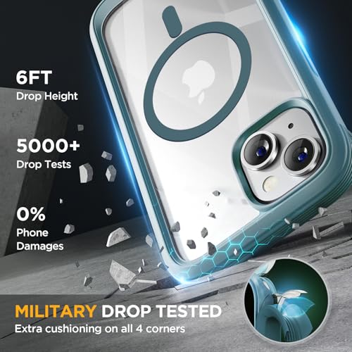 Image of Miracase Magnetic for iPhone 14 Case 6.1'', [Bubble Free] Full-Body Bumper Phone case with Built-in Full Glass Screen &Lens Protector,No Gap,Compatible with MagSafe,Drop Proof 14 Cover,Green