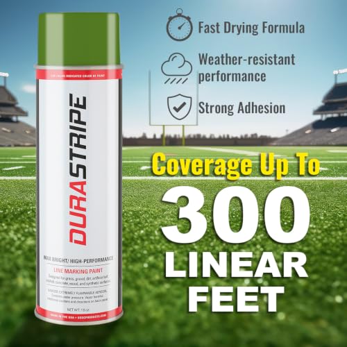 Image of Athletic Field Marking Paint - 2 Cases of 12 T-Tip Spray Cans (24 Total), 18 oz Each - Bright, Durable Field Striping Paint (Green)