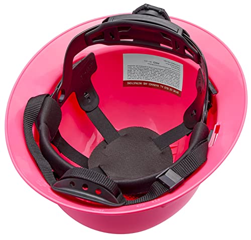 Full Brim Vented Pink Hard Hat Construction Osha Safety Helmet 6 Point Ratcheting System | Meets Ansi Z89.1 | Personal Protective Equipment Carbon Fiber Design Hard Hat #TOP4
