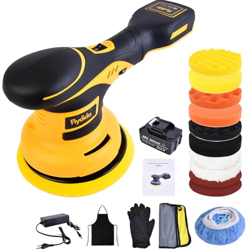 Lucidatrice senza fili, batteria per auto, con 1 pezzo, 20 V, 4000 mAh, 6 velocità variabile, 2500 – 5000 giri/min, set di lucidatura da 20 pezzi per la cura dei dettagli dell'auto e la rimozione dei