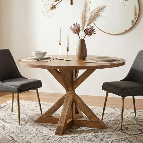 Image of 47.25 inch Round Dining Table, Modern Farmhouse Kitchen Table for 4-6 People, Easy to Assemble Table Only