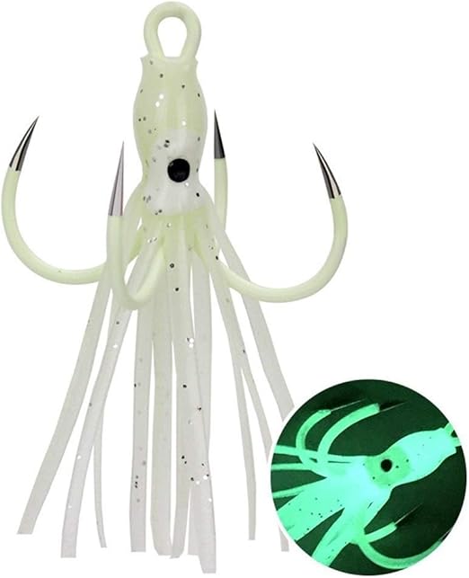 Amazon Co Jp イカ餌魚のボディ鉄板回転可能な高ピッチフック釣り発光タコ小さな夜の光四爪のフックの魚のフックアンカー 釣り道具一式 Model Number 18 スポーツ アウトドア