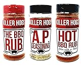 Killer Hogs Barbecue Rub Variety Pack - Original BBQ Rub, Hot BBQ Rubs, and A.P. Seasoning - Pack of 3 Bottles - 16 oz Per Bottle - 48 oz Total