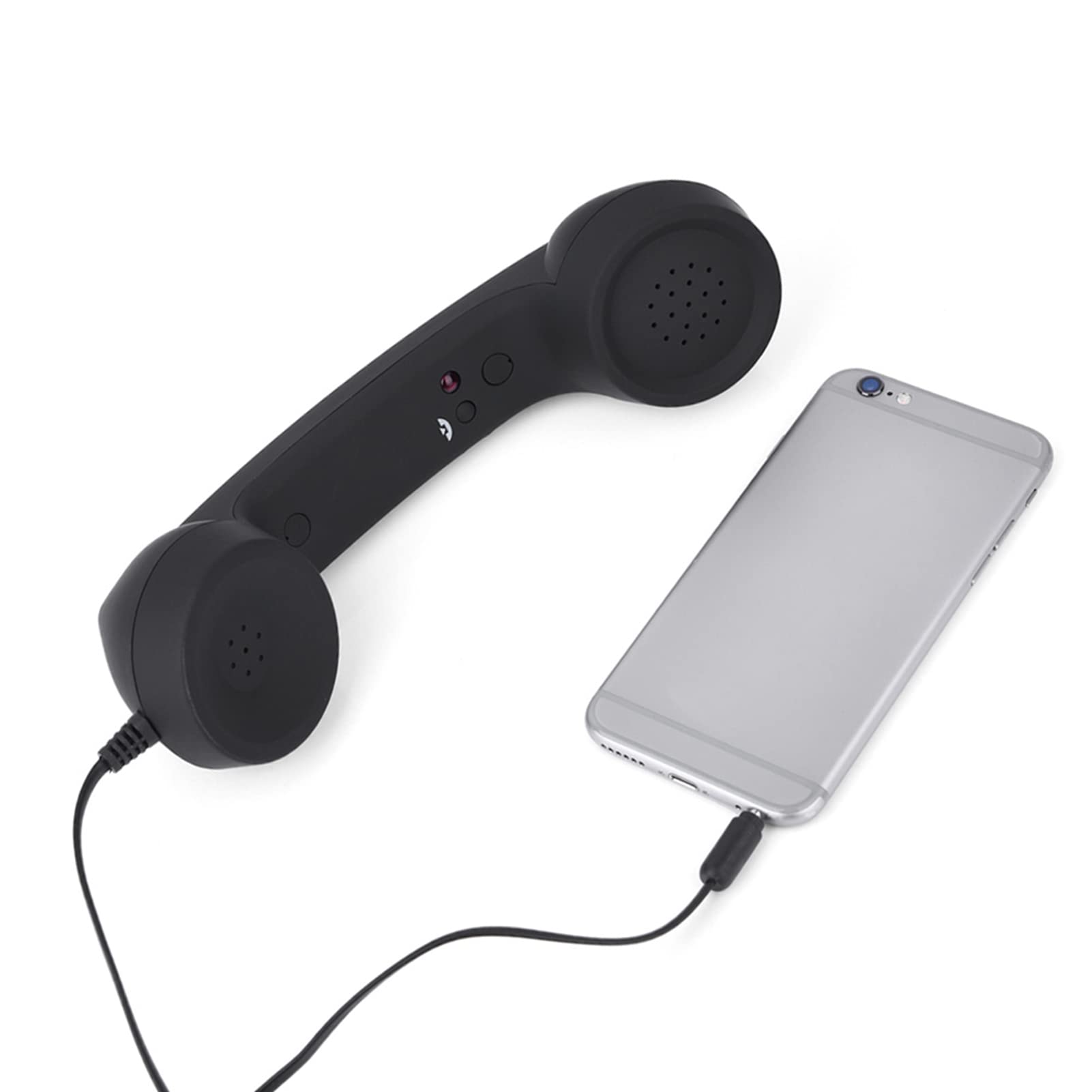 Słuchawki telefoniczne w stylu retro, 3,5 mm, antyradiacyjny, przewodowy odbiornik telefonu komórkowego z mikrofonem do telefonu komórkowego, smartfona (czarne)