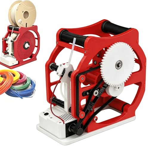 Electric 3D Industrial Filament Respooler, Filament Spool Winder, Smart Start and Stop for 1kg Spools, Fast 5-Minute Winding for PLA/PETG/ABS/Other 3D Printing Materials (Red)