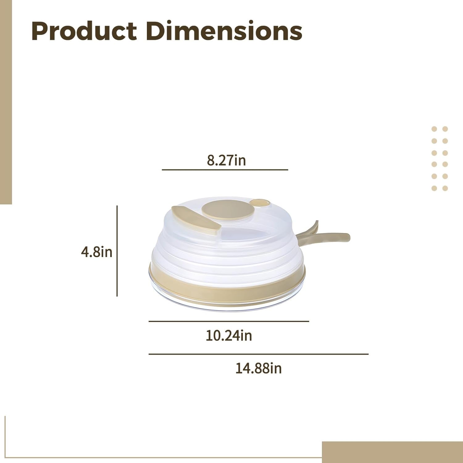Vented Food Guard Lid, Microwave Splatter Cover with Anti-Scald Handle, Keeps Food Moist, Foldable for Space-Saving Storage, Beige