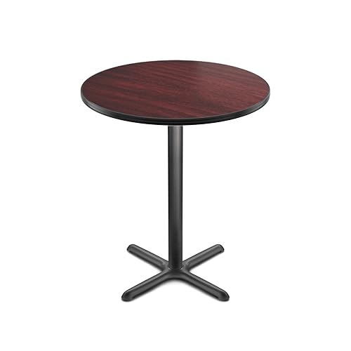 Miniatura 13 de OEF Furnishings Mesa de café – Base en X, 42 pulgadas de altura, parte superior redonda de 36 pulgadas, nebulosa gris/marco negro – Mesa de bistró