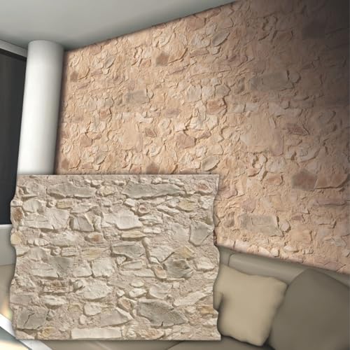 Bricopol Paneles Decorativos Para Pared | Panel Acústico 3D | Revestimiento Paredes Sin Obras | Ignífugos Térmico y Aislante | Acabado Hiperrealista | Interior y Exterior | Imitación Piedra Tierra