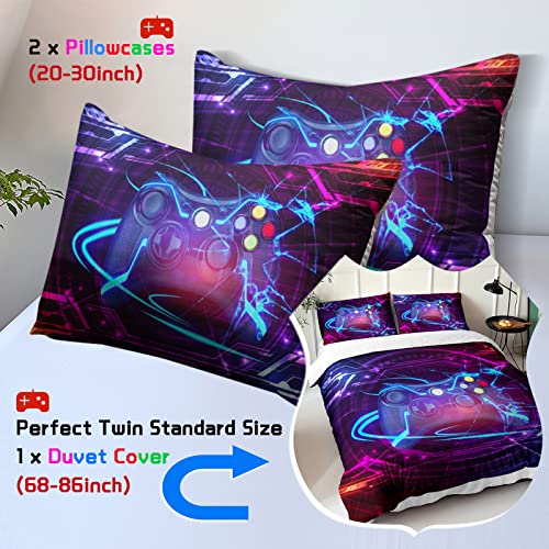 Kisrioa Boys Twin Gamer Duvet Cover Set, 3Pcs Boys Twin Gamer Comforter Set Design With 3D Colorful Video Game Controller Comforter, Gaming Bedding Set Gamer Home Decor For Boys Girls Kids Teens #TOP4