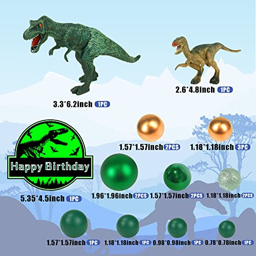 18 Pcs Dinosaur Cake Toppers Dinosaur Figures Green Ball Cake Decoration For Boy Girl Birthday Baby Shower Dinosaur Theme Party Supplies #TOP10