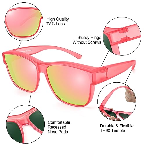 Image of URUMQI Polarized Sunglasses Fit Over Glasses for Men Women, Oversized Square Sun Glasses UV400 Protection