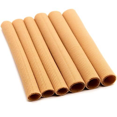 Povihome 6 Pack Toe Tubes - Mixed Size (S & M), Fabric and Gel Lining Big Toe Protector, Toe Sleeves for Callus, Corn, Blister, Running, Pain Relief